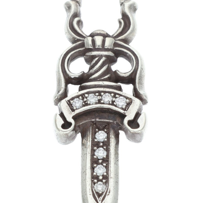 Chrome Hearts Pave Diamond Dagger Pendant Silver