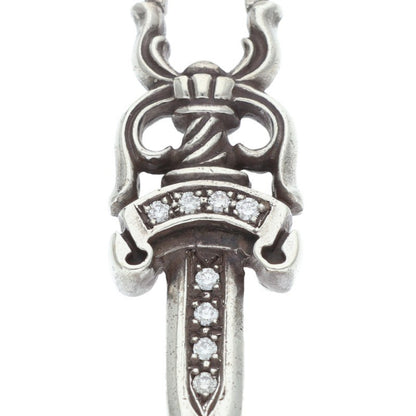 Chrome Hearts Pave Diamond Dagger Pendant Silver