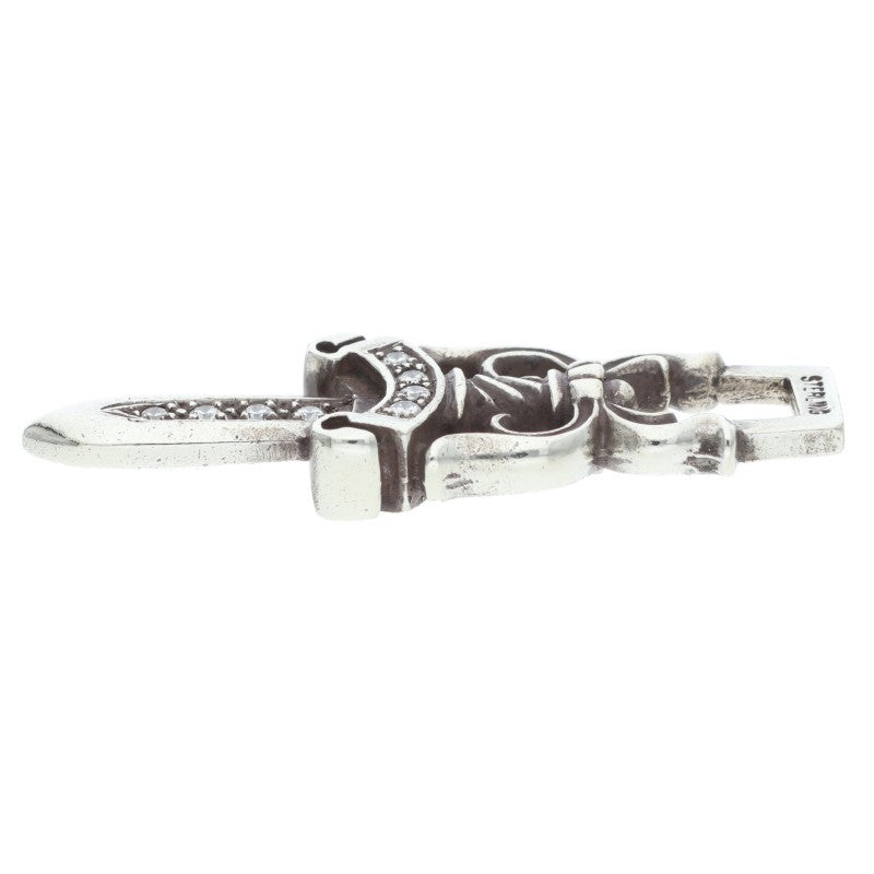 Chrome Hearts Pave Diamond Dagger Pendant Silver