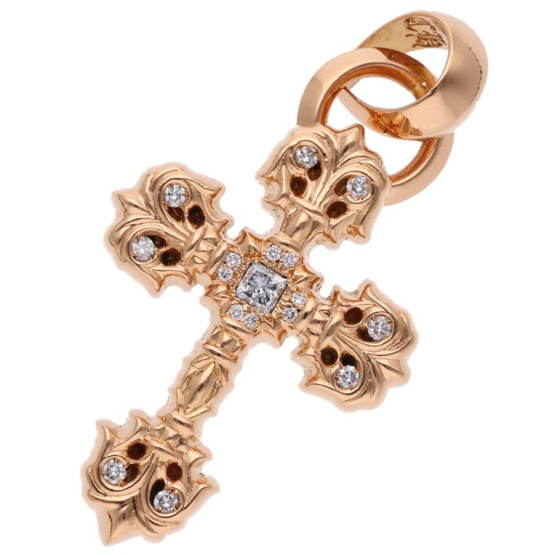 Chrome Hearts 22K XS Filigree Cross Pave Necklace Top
