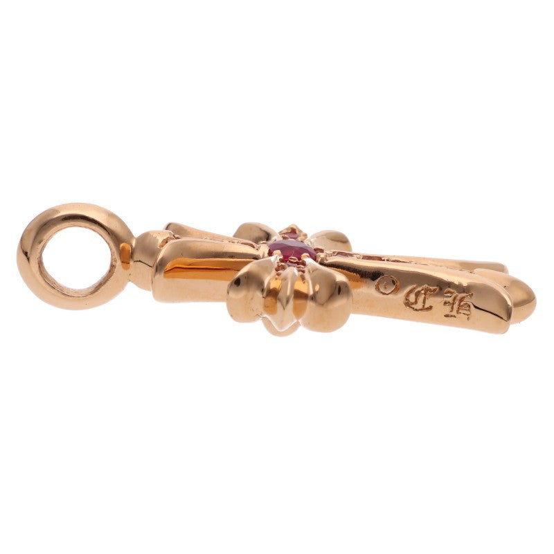 Chrome Hearts 22K Tiny Fat Cross PAVE Ruby Necklace