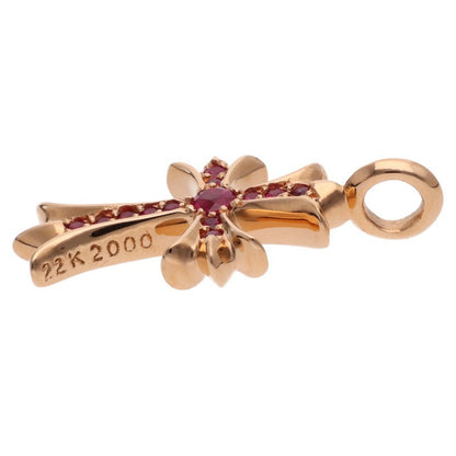 Chrome Hearts 22K Tiny Fat Cross PAVE Ruby Necklace