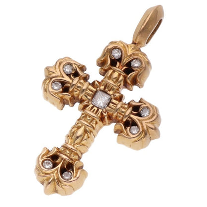 Chrome Hearts 22K Tiny Filigree Pave Diamond Charm Necklace