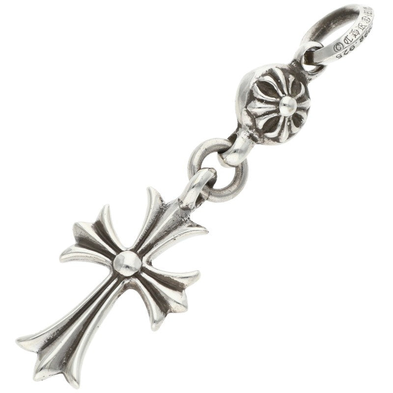 Chrome Hearts 1 Ball Tiny CH Cross Charm Necklace Silver