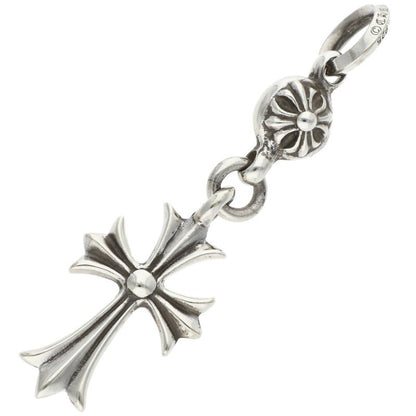 Chrome Hearts 1 Ball Tiny CH Cross Charm Necklace Silver
