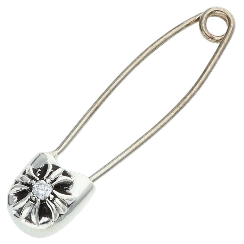 Chrome Hearts Silver 1 Diamond Safety Pin Pendant