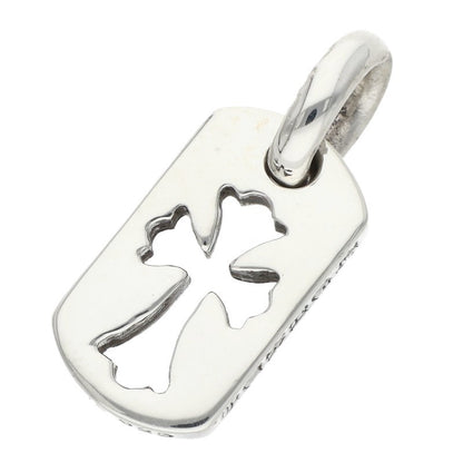 Chrome Hearts Tiny Cutout Cross Dog Tag Charm Silver