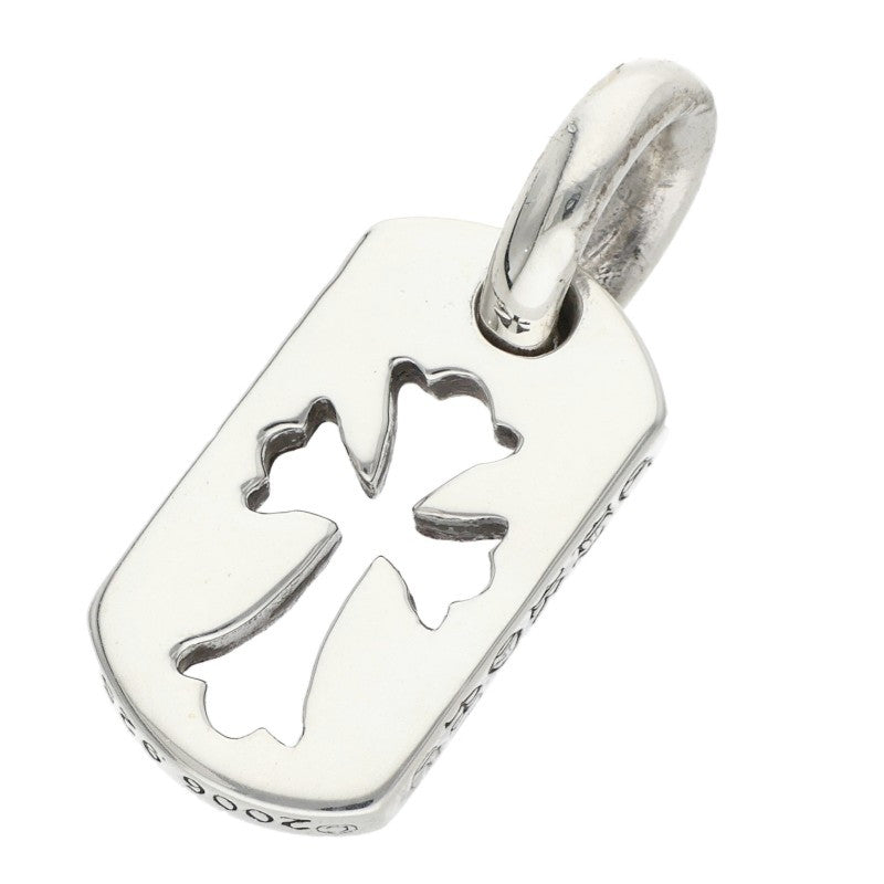 Chrome Hearts Tiny Cutout Cross Dog Tag Charm Silver