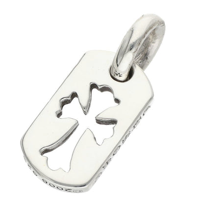 Chrome Hearts Tiny Cutout Cross Dog Tag Charm Silver