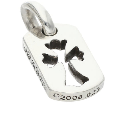 Chrome Hearts Tiny Cutout Cross Dog Tag Charm Silver