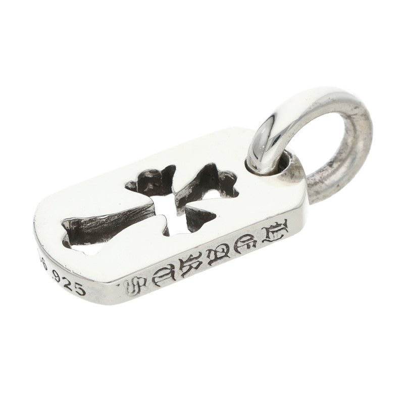 Chrome Hearts Tiny Cutout Cross Dog Tag Charm Silver