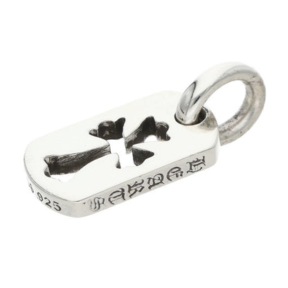 Chrome Hearts Tiny Cutout Cross Dog Tag Charm Silver