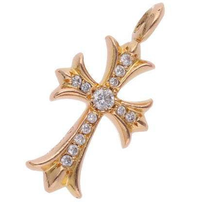 Chrome Hearts 22K Tiny Fat Cross Pave Diamond Necklace