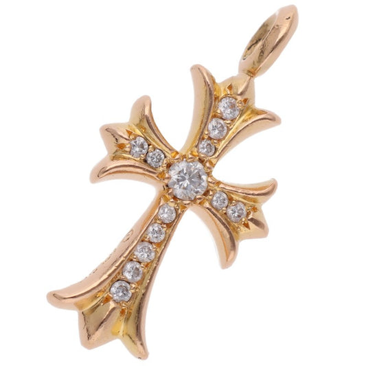 Chrome Hearts 22K Tiny Fat Cross Pave Diamond Necklace