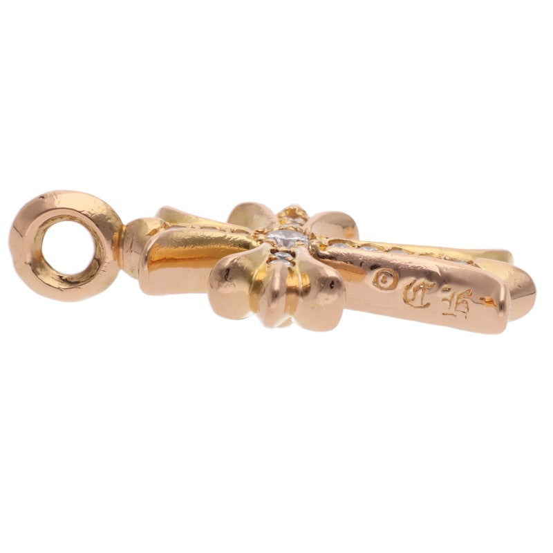 Chrome Hearts 22K Tiny Fat Cross Pave Diamond Necklace