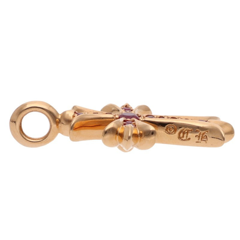 Chrome Hearts 22K Tiny Fat Cross Pave Ruby Necklace