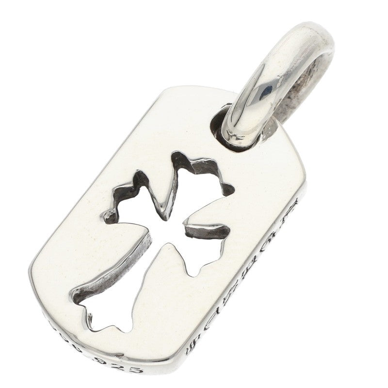 Chrome Hearts Tiny Cutout Cross Dog Tag Silver Charm