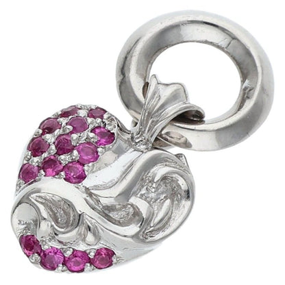 Chrome Hearts 18K Heart Charm Pave Pink Sapphire Necklace