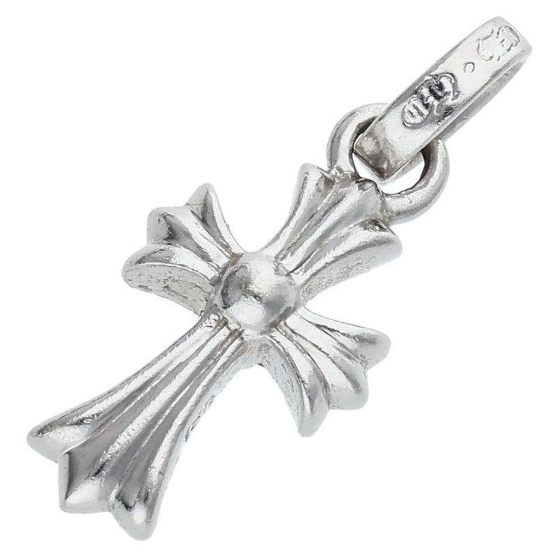 Chrome Hearts 18KWG Baby Fat Cross PAVE Emerald Pendant