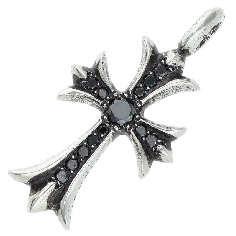 Chrome Hearts Tiny Fat Cross PAVE Black Diamond Necklace