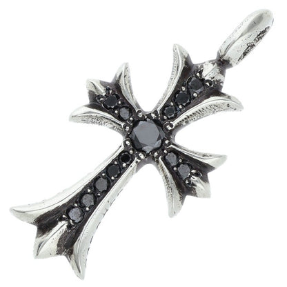 Chrome Hearts Tiny Fat Cross PAVE Black Diamond Necklace