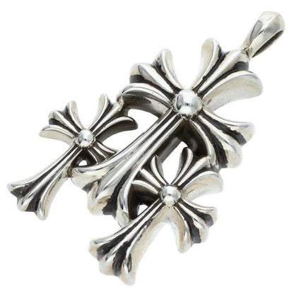 Chrome Hearts 925 Silver 3 CH Cross Small Pendant