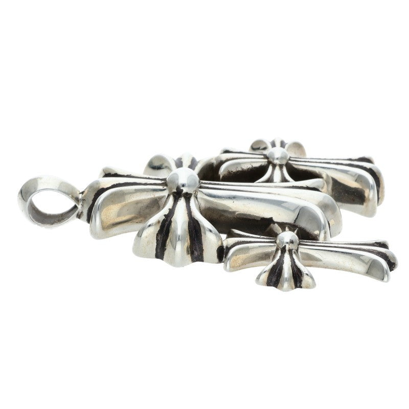 Chrome Hearts 925 Silver 3 CH Cross Small Pendant