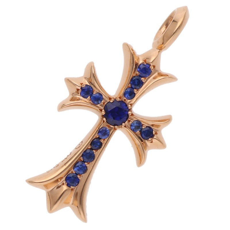 Chrome Hearts 22K Tiny Fat Cross PAVE Sapphire Pendant