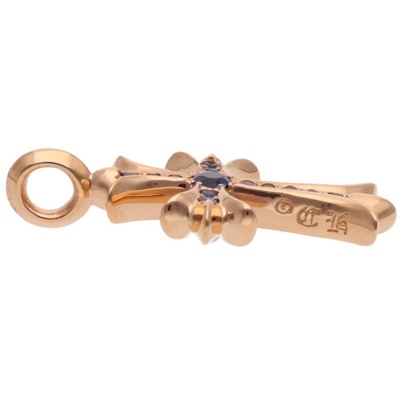 Chrome Hearts 22K Tiny Fat Cross PAVE Sapphire Pendant