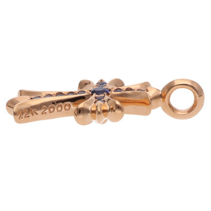 Chrome Hearts 22K Tiny Fat Cross PAVE Sapphire Pendant