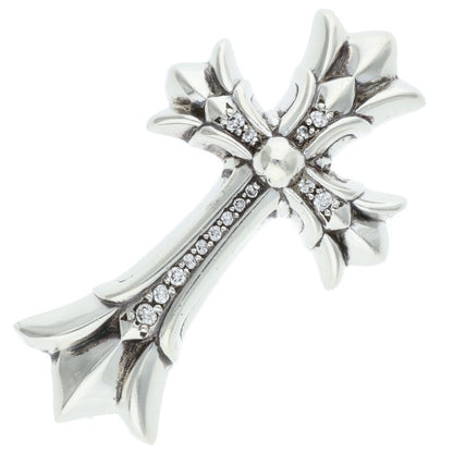Chrome Hearts DBL CH CRS Pave Diamond Pendant Silver