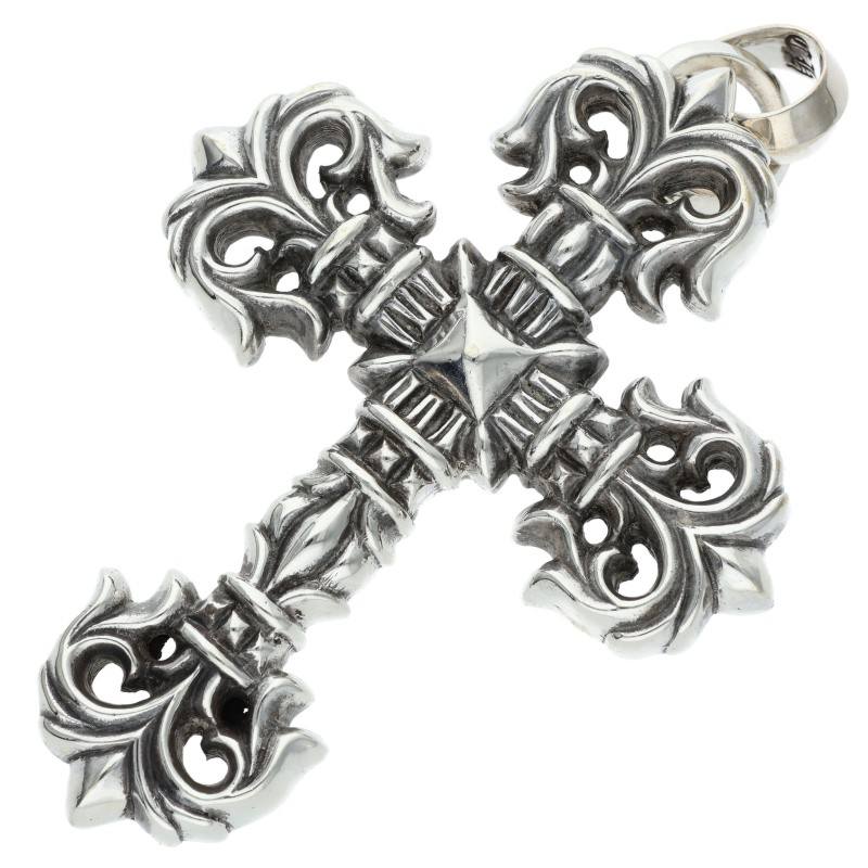 Chrome Hearts FILIG CROSS-SM W BALE Sterling Silver Necklace