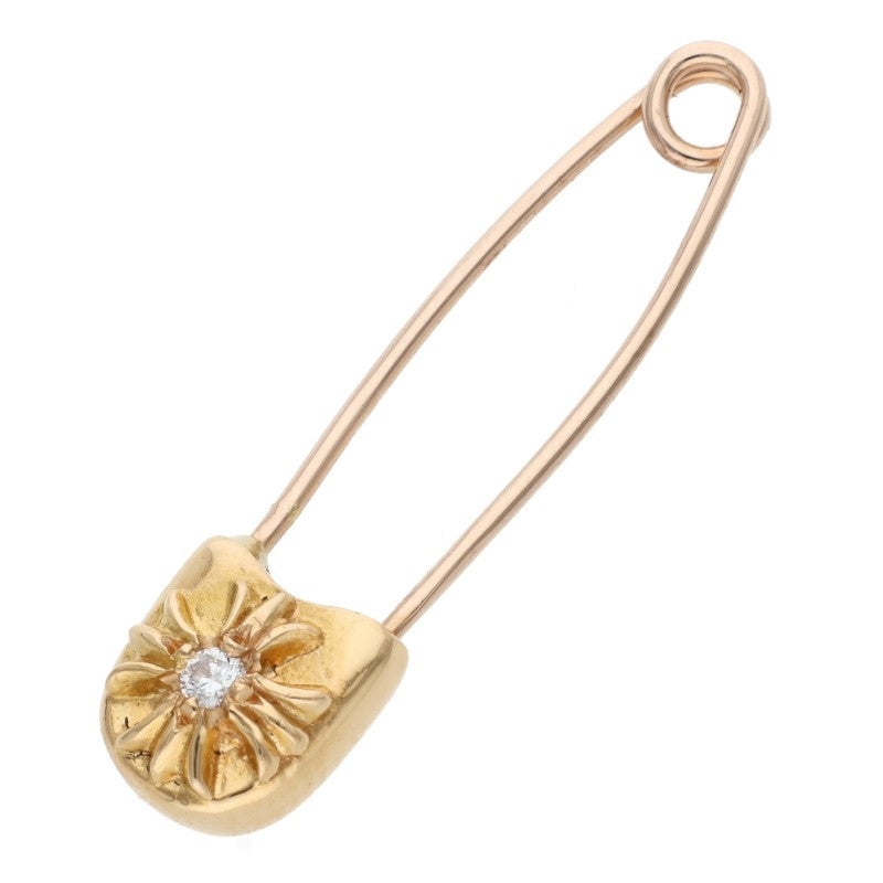 Chrome Hearts 22K Small Safety Pin 1 Diamond Gold Charm