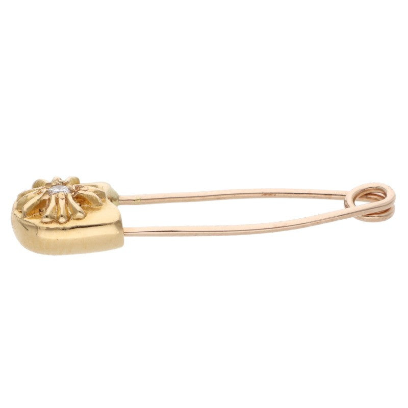 Chrome Hearts 22K Small Safety Pin 1 Diamond Gold Charm