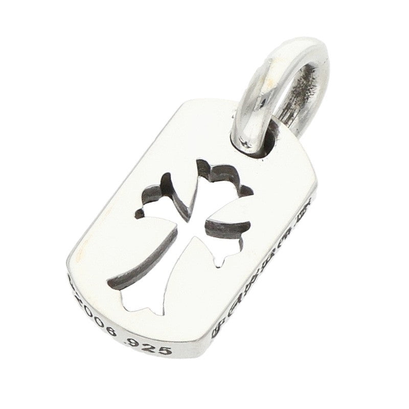 Chrome Hearts Tiny Cutout Cross Dog Tag Silver Charm