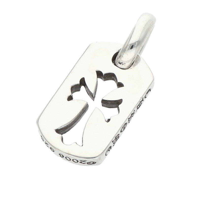 Chrome Hearts Tiny Cutout Cross Dog Tag Silver Charm