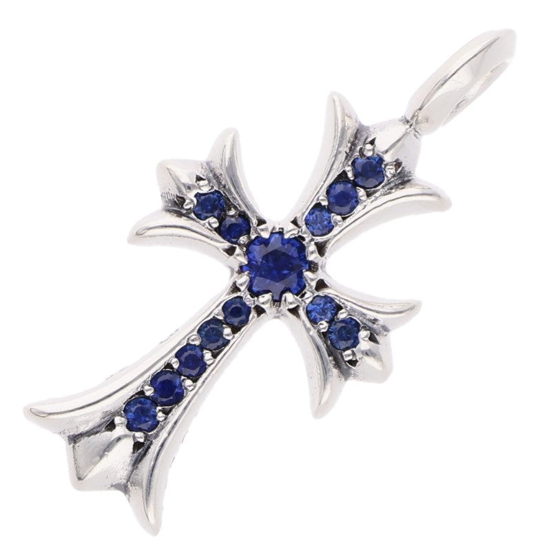 Chrome Hearts Tiny Fat Cross PAVE Sapphire Pendant