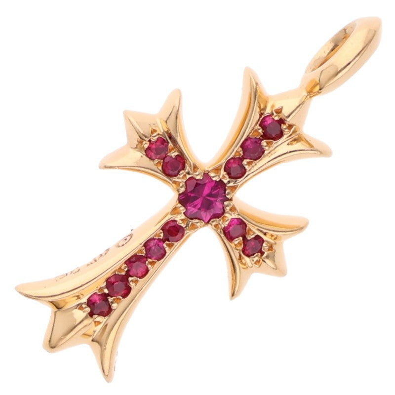 Chrome Hearts 22K Tiny Fat Cross Pave Sapphire Necklace