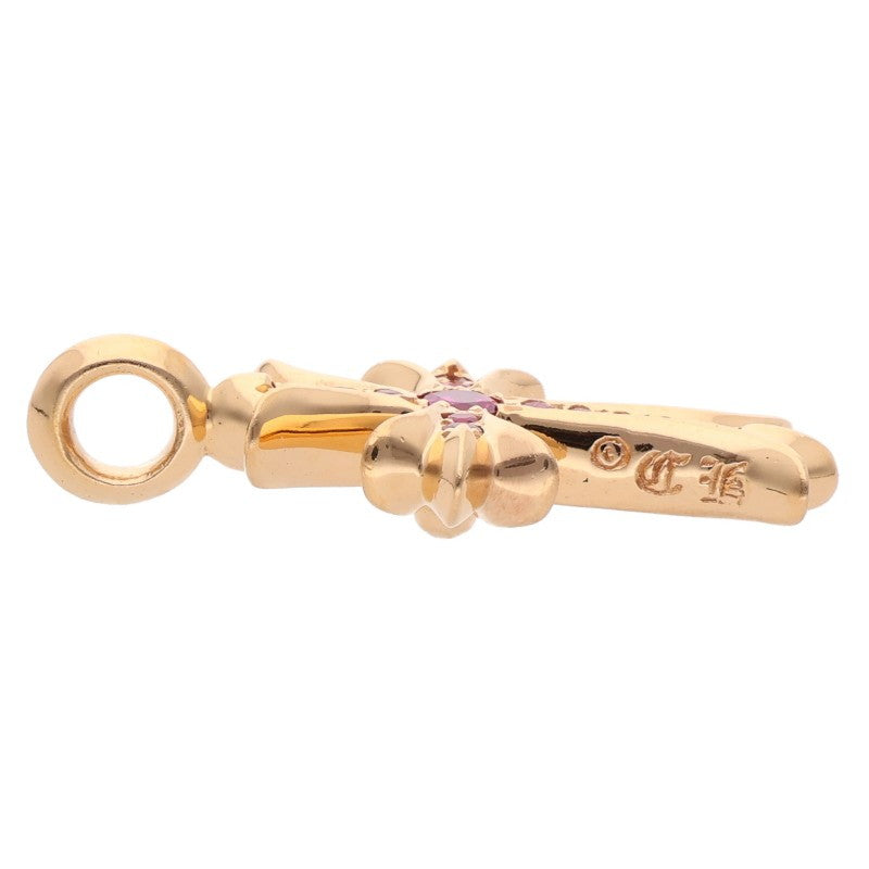 Chrome Hearts 22K Tiny Fat Cross Pave Sapphire Necklace