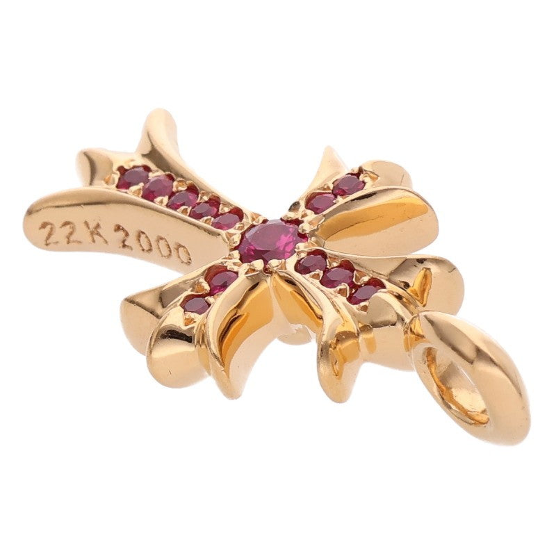 Chrome Hearts 22K Tiny Fat Cross Pave Sapphire Necklace