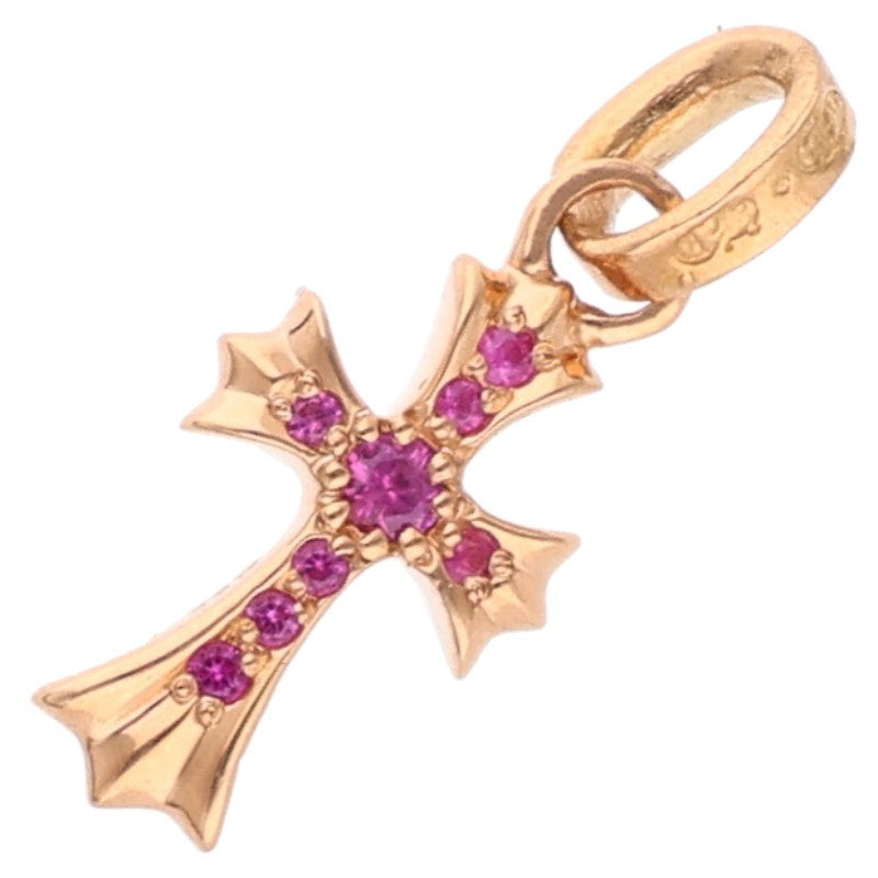 Chrome Hearts 22K Baby Fat Cross PAVE Pink Sapphire Charm
