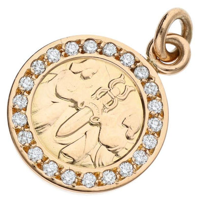 Chrome Hearts 22K Pave Diamond Angel Medal Charm Necklace
