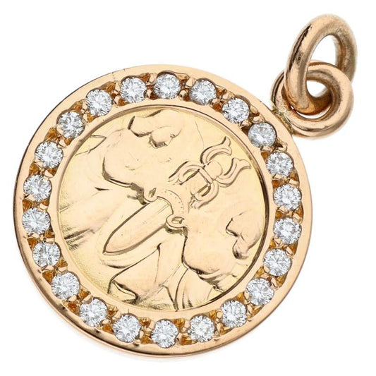 Chrome Hearts 22K Pave Diamond Angel Medal Charm Necklace