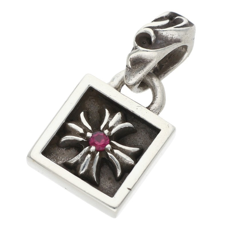 Chrome Hearts Framed CH Plus 1 Ruby Silver Pendant