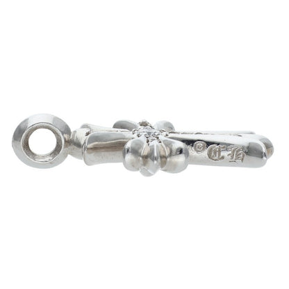 Chrome Hearts 18K WG Tiny Fat Cross PAVE Diamond Necklace