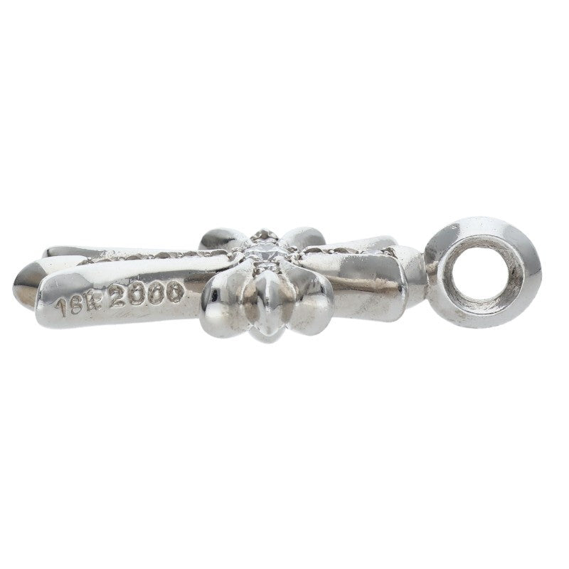Chrome Hearts 18K WG Tiny Fat Cross PAVE Diamond Necklace
