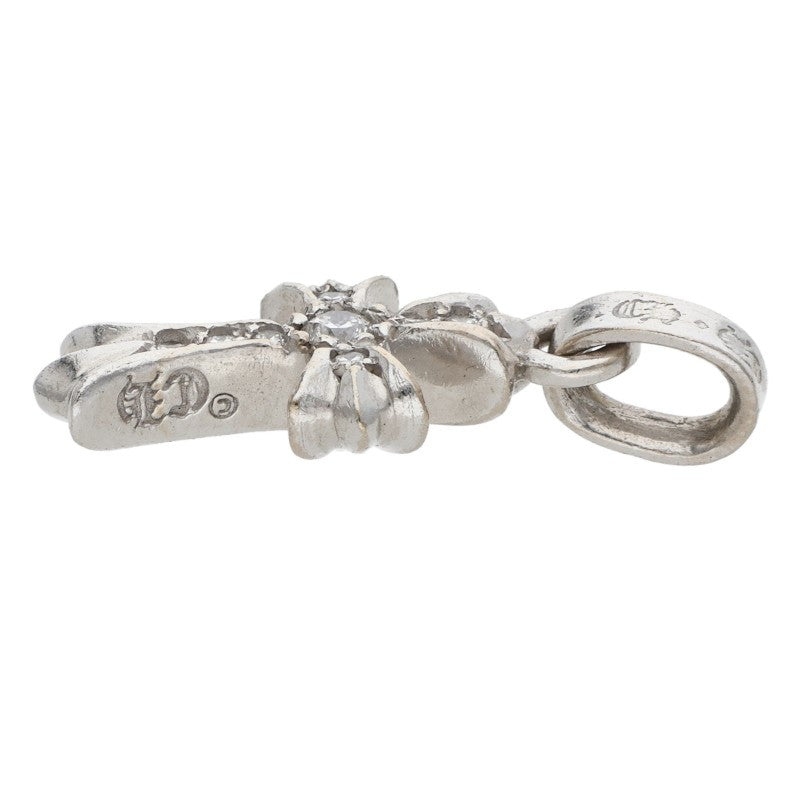 Chrome Hearts 18K WG Baby Fat Cross Pave Diamond Charm