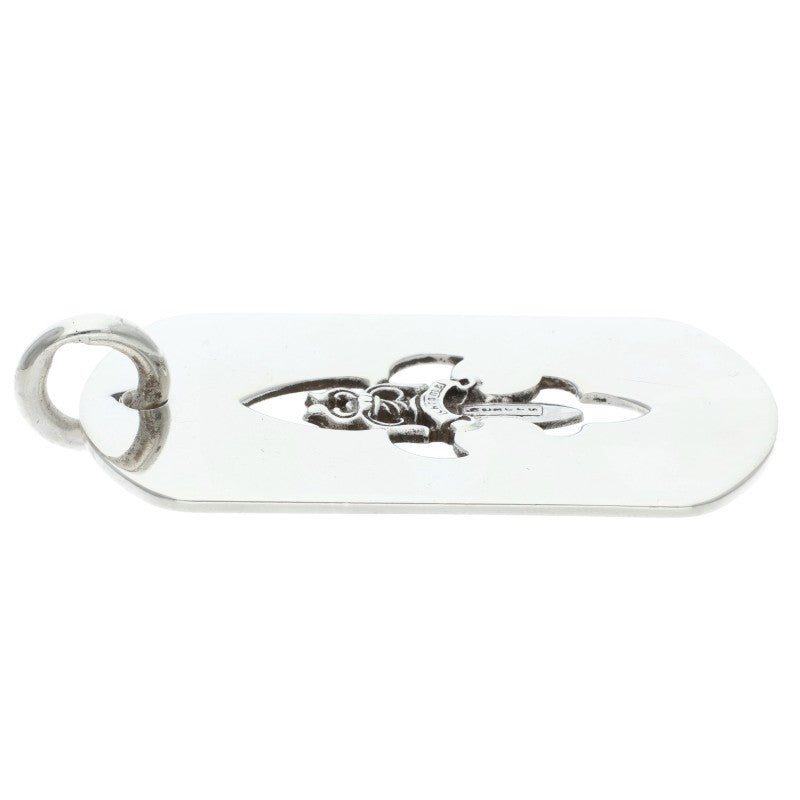 CHROME HEARTS Flare Dag D Tag Large Silver Necklace