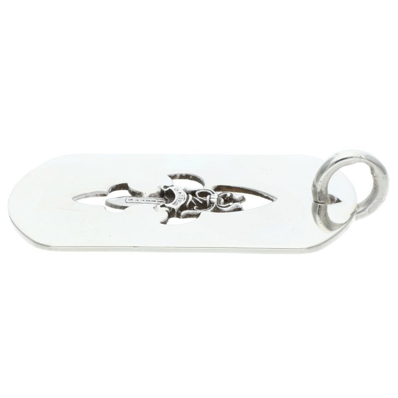 CHROME HEARTS Flare Dag D Tag Large Silver Necklace