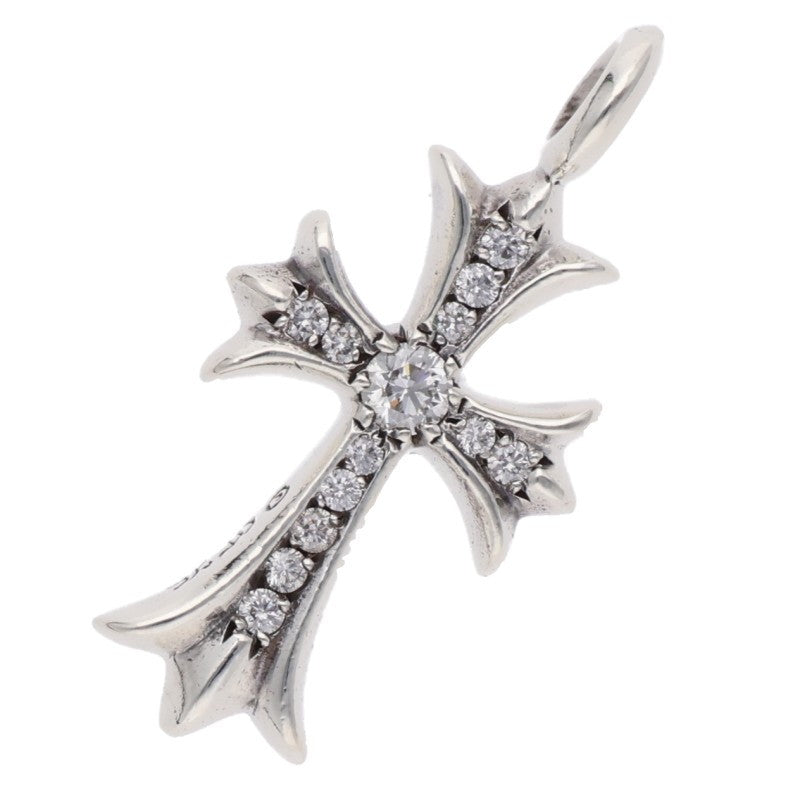 Chrome Hearts Tiny Fat Cross Pave Diamond 925 Silver Pendant